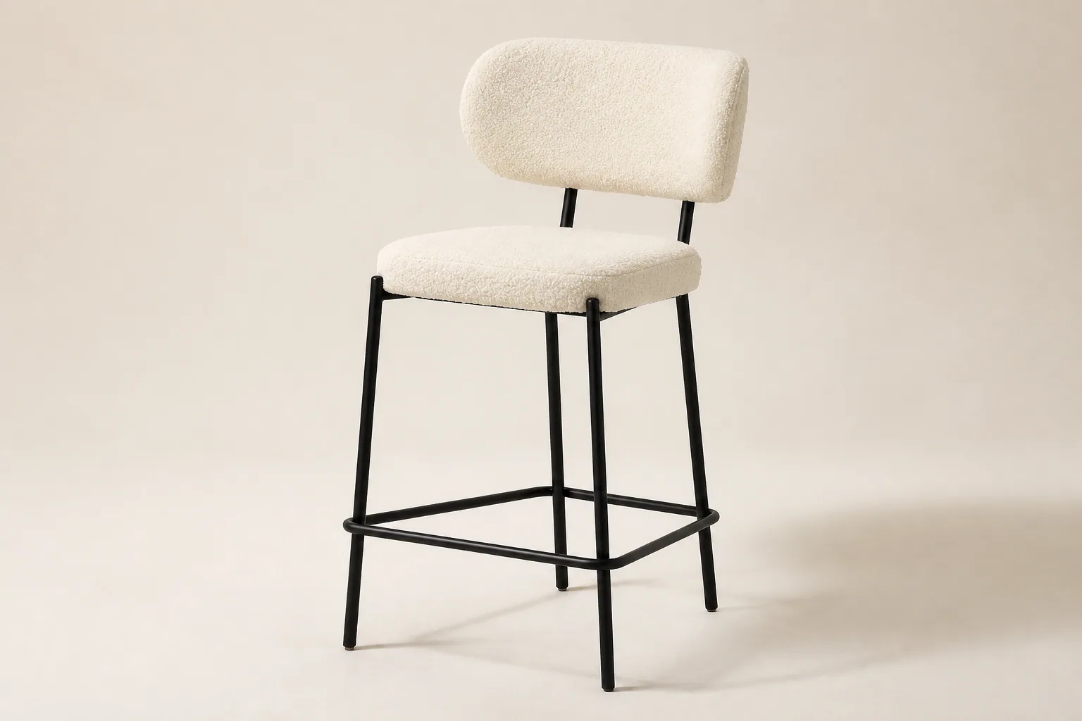 Close view of the HTB0010 open back supports, black legs and four-sided footrest
