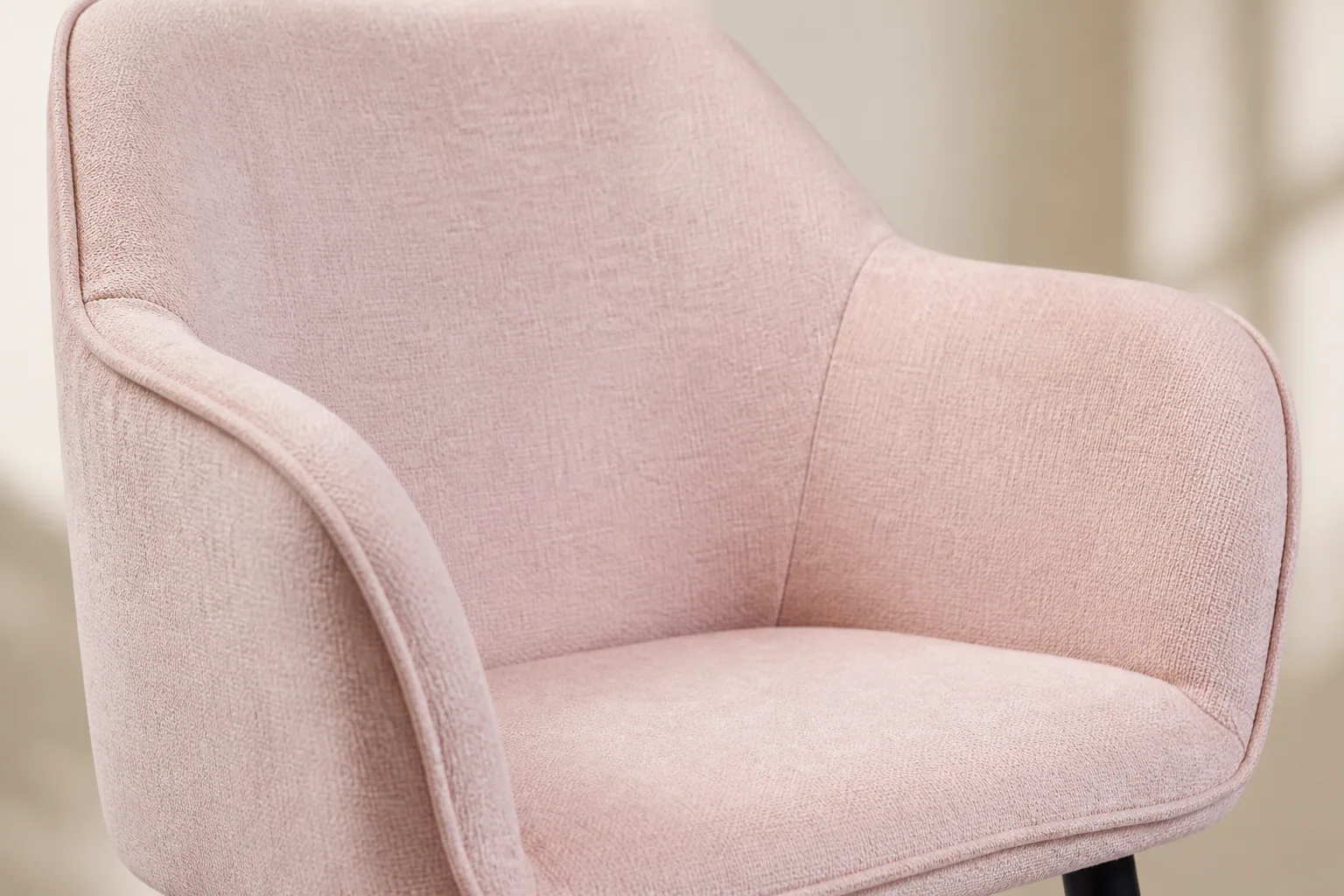 Close view of HTC0110 plain pink upholstery and piped wraparound edge