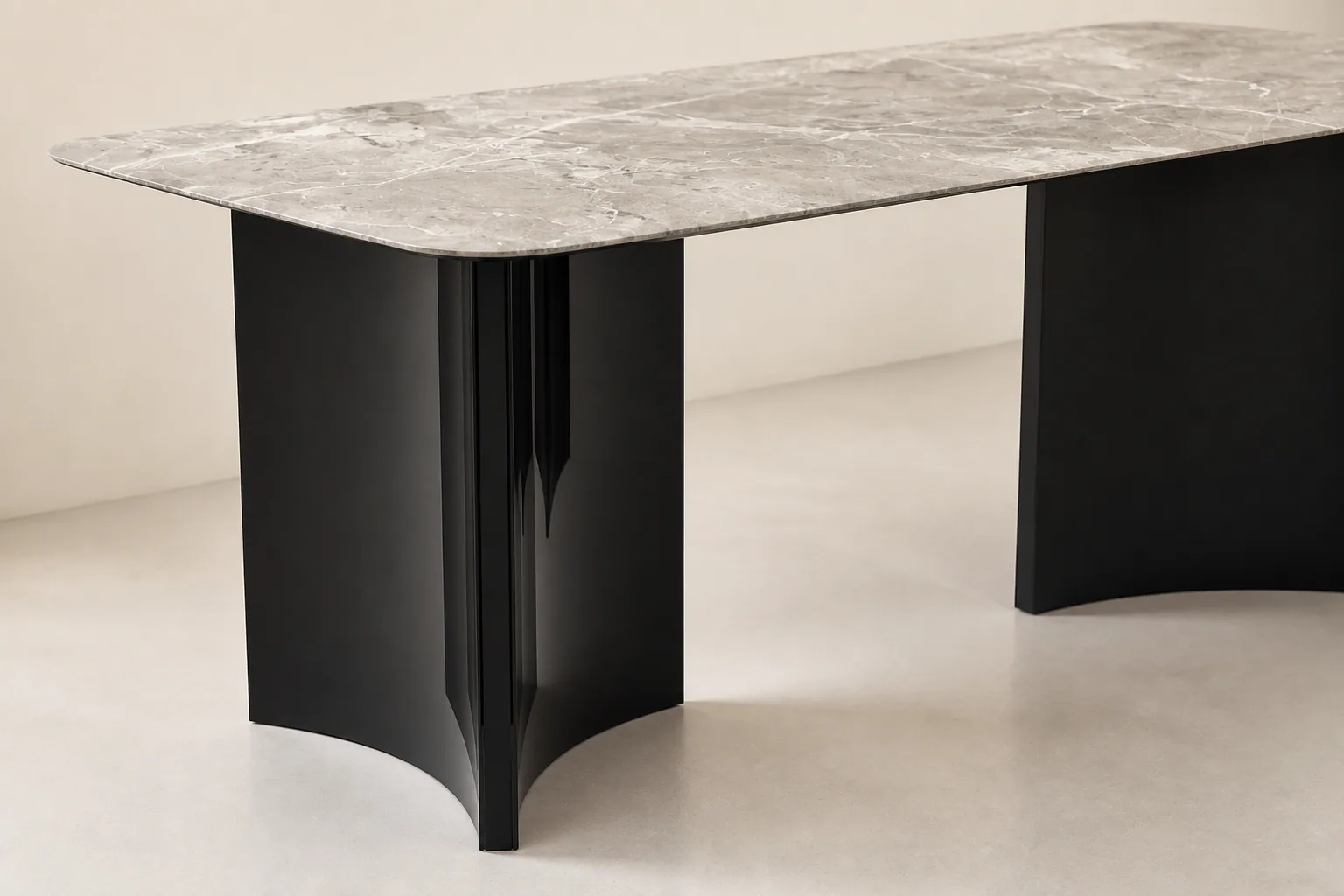 Close view of the HTD0080 thin grey top and folded black panel support